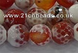 CAG9017 15.5 inches 12mm faceted round fire crackle agate beads