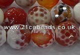 CAG9018 15.5 inches 14mm faceted round fire crackle agate beads