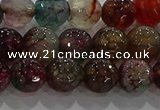 CAG9022 15.5 inches 8mm faceted round fire crackle agate beads