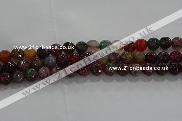 CAG9022 15.5 inches 8mm faceted round fire crackle agate beads