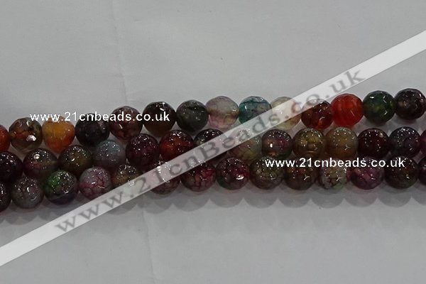 CAG9023 15.5 inches 10mm faceted round fire crackle agate beads