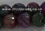 CAG9025 15.5 inches 14mm faceted round fire crackle agate beads