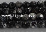 CAG9028 15.5 inches 4mm faceted round fire crackle agate beads