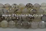 CAG9035 15.5 inches 6mm faceted round dragon veins agate beads