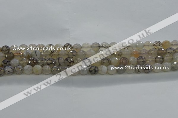 CAG9035 15.5 inches 6mm faceted round dragon veins agate beads