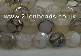 CAG9036 15.5 inches 8mm faceted round dragon veins agate beads