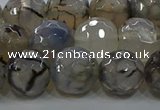 CAG9038 15.5 inches 12mm faceted round dragon veins agate beads