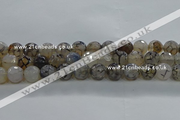 CAG9038 15.5 inches 12mm faceted round dragon veins agate beads