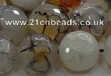 CAG9040 15.5 inches 16mm faceted round dragon veins agate beads