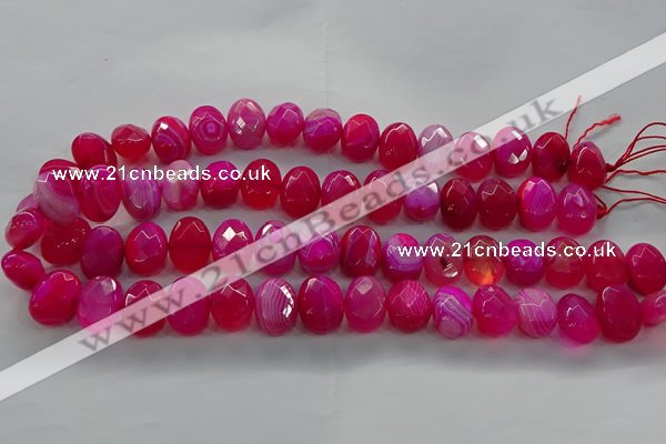 CAG9050 15.5 inches 13*18mm faceted oval line agate beads