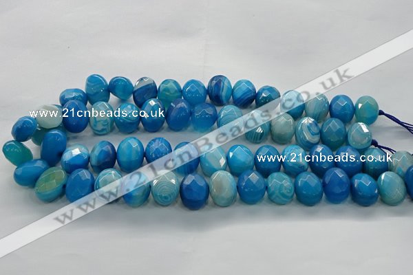 CAG9051 15.5 inches 13*18mm faceted oval line agate beads