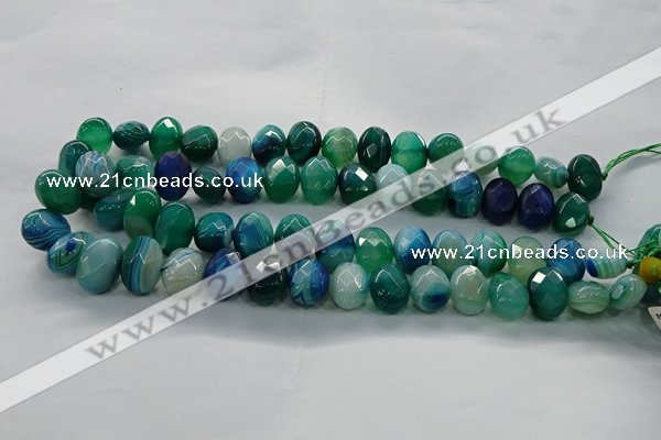 CAG9052 15.5 inches 13*18mm faceted oval line agate beads