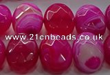 CAG9056 15.5 inches 15*20mm faceted oval line agate beads