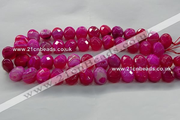 CAG9056 15.5 inches 15*20mm faceted oval line agate beads