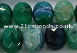 CAG9058 15.5 inches 15*20mm faceted oval line agate beads