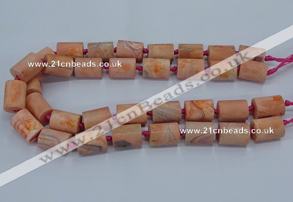 CAG9075 15.5 inches 15*17mm - 15*20mm tube dragon veins agate beads