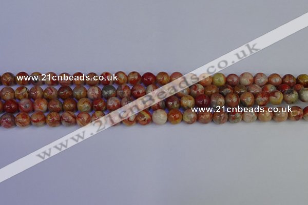 CAG9100 15.5 inches 4mm round red crazy lace agate beads