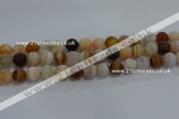 CAG9159 15.5 inches 14mm round line agate beads wholesale