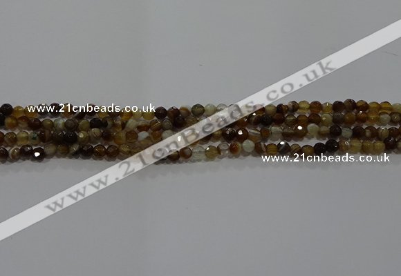 CAG9211 15.5 inches 4mm faceted round line agate gemstone beads