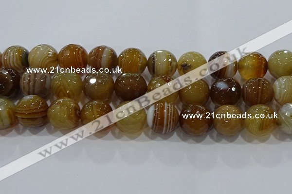 CAG9217 15.5 inches 16mm faceted round line agate gemstone beads