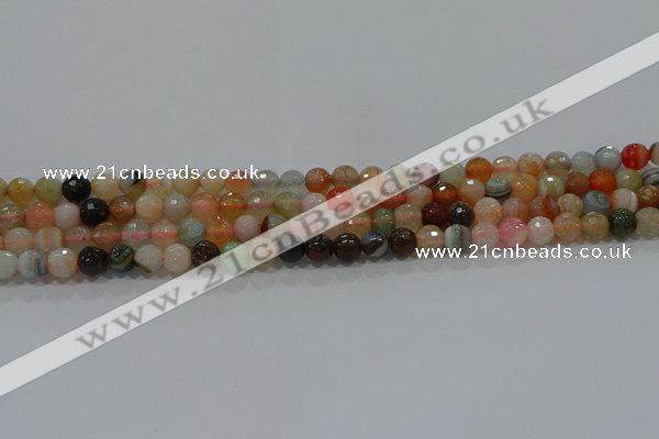 CAG9221 15.5 inches 6mm faceted round line agate beads wholesale