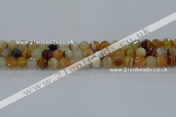 CAG9222 15.5 inches 8mm faceted round line agate beads wholesale