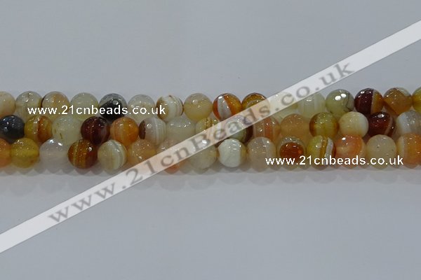 CAG9223 15.5 inches 10mm faceted round line agate beads wholesale