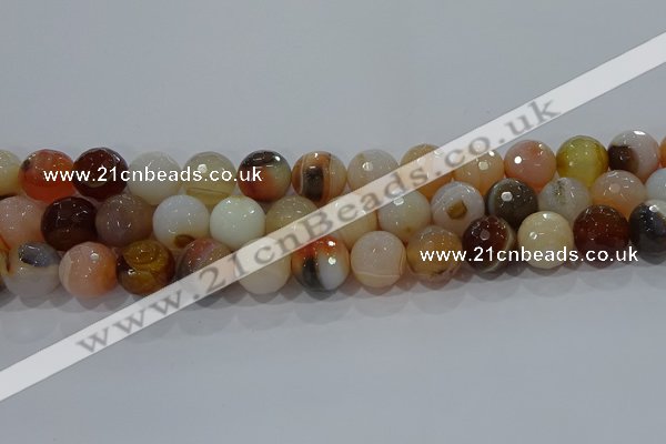 CAG9225 15.5 inches 14mm faceted round line agate beads wholesale