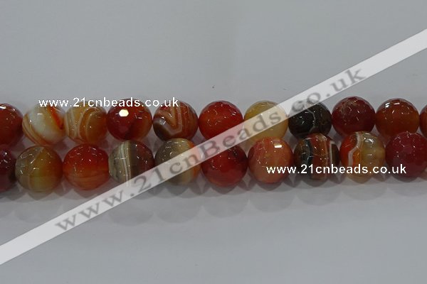 CAG9236 15.5 inches 18mm faceted round line agate beads wholesale