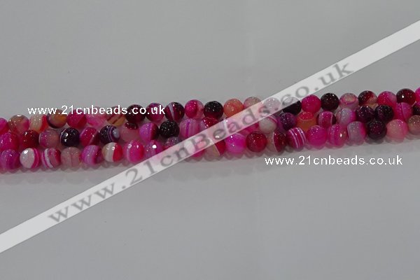 CAG9240 15.5 inches 6mm faceted round line agate beads wholesale