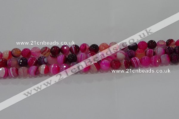 CAG9241 15.5 inches 8mm faceted round line agate beads wholesale