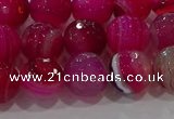 CAG9242 15.5 inches 10mm faceted round line agate beads wholesale