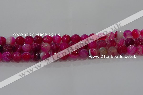 CAG9242 15.5 inches 10mm faceted round line agate beads wholesale