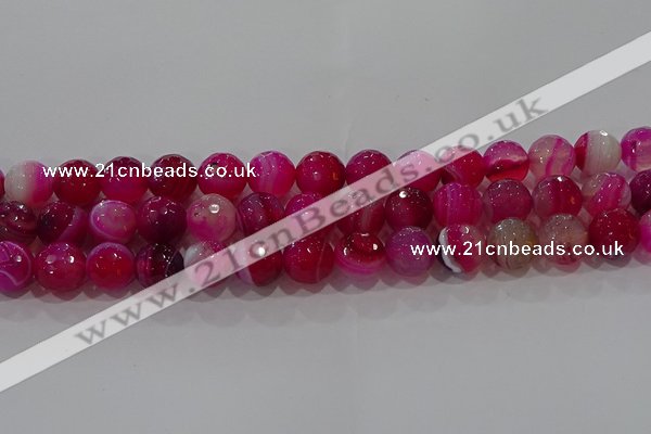 CAG9243 15.5 inches 12mm faceted round line agate beads wholesale