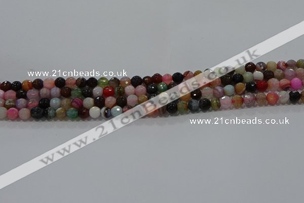 CAG9248 15.5 inches 4mm faceted round line agate beads wholesale