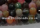 CAG9250 15.5 inches 8mm faceted round line agate beads wholesale