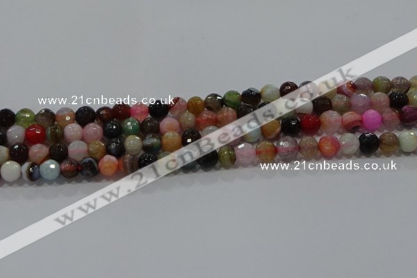 CAG9250 15.5 inches 8mm faceted round line agate beads wholesale