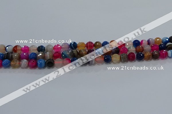 CAG9256 15.5 inches 6mm faceted round line agate beads wholesale