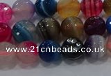 CAG9257 15.5 inches 8mm faceted round line agate beads wholesale