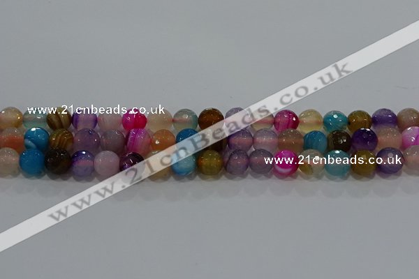 CAG9258 15.5 inches 10mm faceted round line agate beads wholesale