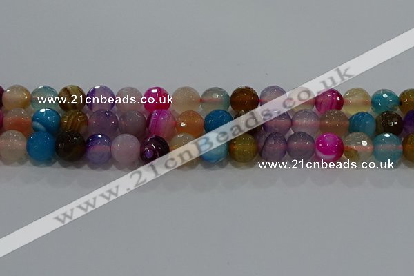 CAG9259 15.5 inches 12mm faceted round line agate beads wholesale