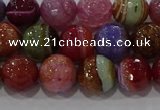 CAG9265 15.5 inches 10mm faceted round line agate beads wholesale