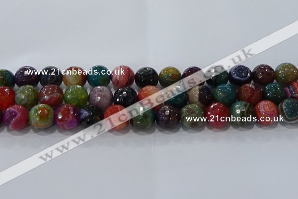 CAG9267 15.5 inches 14mm faceted round line agate beads wholesale