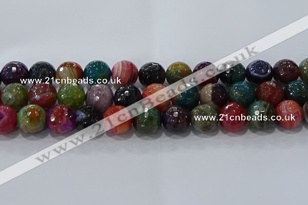 CAG9268 15.5 inches 16mm faceted round line agate beads wholesale