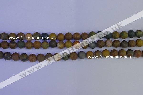 CAG9282 15.5 inches 8mm round matte ocean jasper beads wholesale