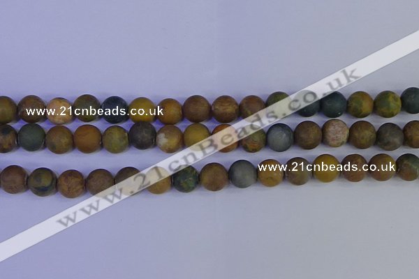 CAG9284 15.5 inches 12mm round matte ocean jasper beads wholesale