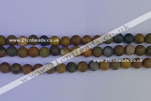 CAG9285 15.5 inches 14mm round matte ocean jasper beads wholesale