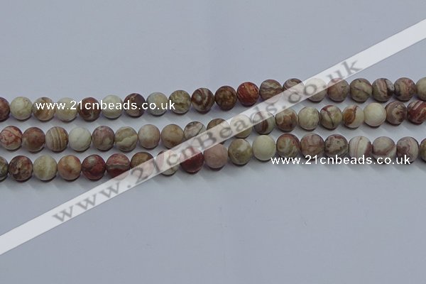 CAG9292 15.5 inches 8mm round matte Mexican crazy lace agate beads