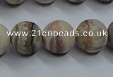 CAG9294 15.5 inches 12mm round matte Mexican crazy lace agate beads