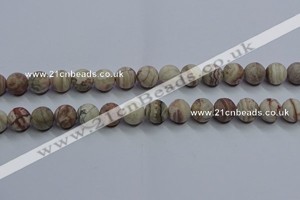 CAG9294 15.5 inches 12mm round matte Mexican crazy lace agate beads